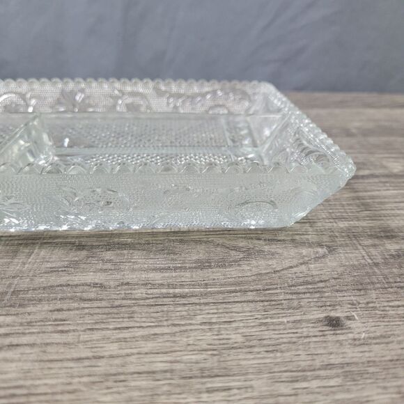 Cut Glass Clear Divided‎ Compartment Serving Tray - Picture 3 of 10